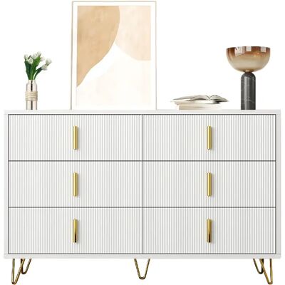 Merax Sideboard moderne - Blanc et or - Publicité Merax Sideboard moderne - Blanc et or - Publicité