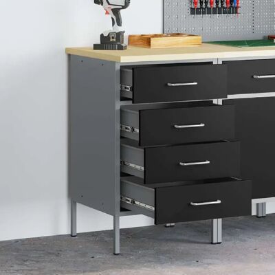 vidaXL Établi Noir et gris 50 x 55 x 85 cm Bois d'ingénierie et acier - Publicité vidaXL Établi Noir et gris 50 x 55 x 85 cm Bois d'ingénierie et acier - Publicité