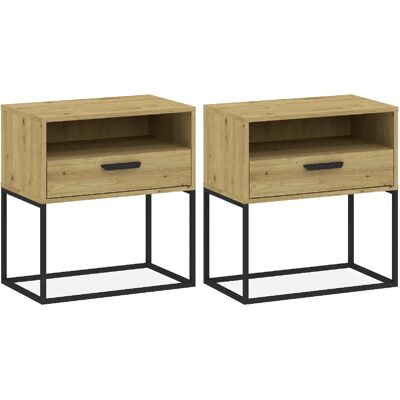Konsimo table de chevet lot de 2 - Chêne - Publicité Konsimo table de chevet lot de 2 - Chêne - Publicité