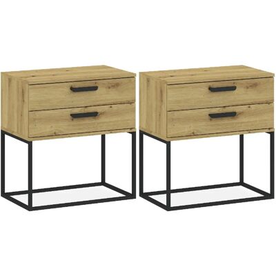 Konsimo Lot de 2 tables de chevet - Chêne - Publicité Konsimo Lot de 2 tables de chevet - Chêne - Publicité