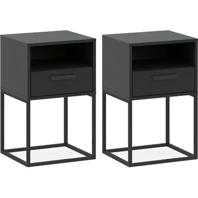 Konsimo Lot de 2 tables de chevet - Anthracite - Publicité Konsimo Lot de 2 tables de chevet - Anthracite - Publicité
