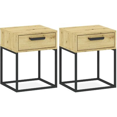 Konsimo table de chevet avec tiroirs - Chêne - Publicité Konsimo table de chevet avec tiroirs - Chêne - Publicité