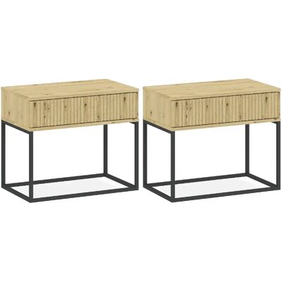 Konsimo Lot de 2 tables de chevet à tiroirs - Chêne - Publicité Konsimo Lot de 2 tables de chevet à tiroirs - Chêne - Publicité