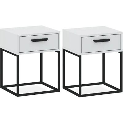 Konsimo table de chevet Rectus lot de 2 - Blanc - Publicité Konsimo table de chevet Rectus lot de 2 - Blanc - Publicité