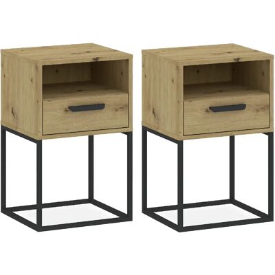 Konsimo Table de chevet Rectus lot de 2 - Chêne - Publicité Konsimo Table de chevet Rectus lot de 2 - Chêne - Publicité
