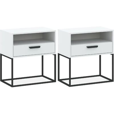 Konsimo Table de chevet Rectus lot de 2 - Blanc - Publicité Konsimo Table de chevet Rectus lot de 2 - Blanc - Publicité