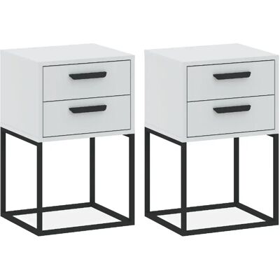 Konsimo table de chevet RECTUS lot de 2 - Blanc - Publicité Konsimo table de chevet RECTUS lot de 2 - Blanc - Publicité