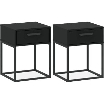 Konsimo Lot de 2 tables de chevet - Noir - Publicité Konsimo Lot de 2 tables de chevet - Noir - Publicité