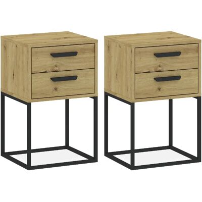 Konsimo Lot de 2 tables de chevet - Chêne - Publicité Konsimo Lot de 2 tables de chevet - Chêne - Publicité