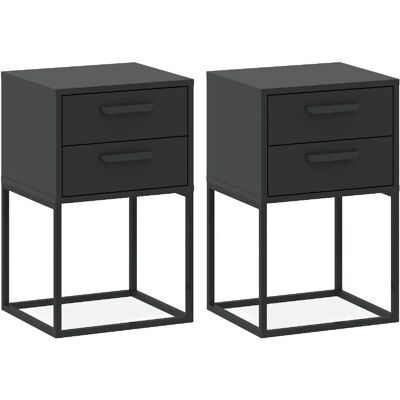 Konsimo Table de chevet 2 tiroirs (lot de 2) - Anthracite - Publicité Konsimo Table de chevet 2 tiroirs (lot de 2) - Anthracite - Publicité