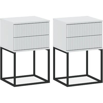 Konsimo Table de chevet lot de 2 - Blanc - Publicité Konsimo Table de chevet lot de 2 - Blanc - Publicité