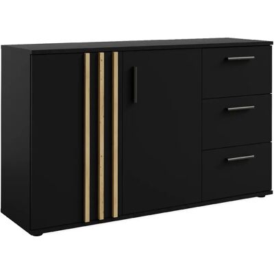 Konsimo Commode Ferio 3 tiroirs - Noir - Publicité Konsimo Commode Ferio 3 tiroirs - Noir - Publicité