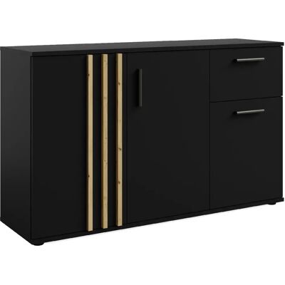 Konsimo Commode Ferio 2 tiroirs - Noir - Publicité Konsimo Commode Ferio 2 tiroirs - Noir - Publicité