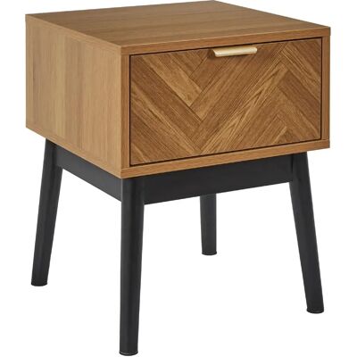 Linnea Table de chevet 1 tiroir bois - Marron - Publicité Linnea Table de chevet 1 tiroir bois - Marron - Publicité