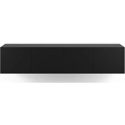 Pegane Meuble TV 4 portes - Noir - Publicité Pegane Meuble TV 4 portes - Noir - Publicité
