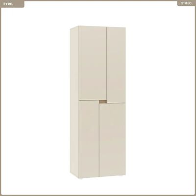 Otitec Armoire 4 portes avec tiroirs - Crème - Publicité Otitec Armoire 4 portes avec tiroirs - Crème - Publicité