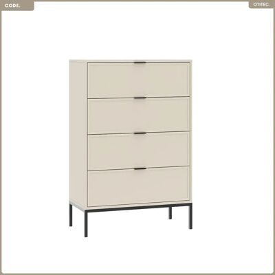 Otitec Commode design 4 tiroirs - Crème - Publicité Otitec Commode design 4 tiroirs - Crème - Publicité
