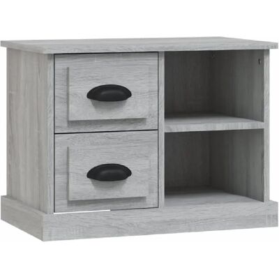 Decoshop26 table de chevet 2 tiroirs - Gris - Publicité Decoshop26 table de chevet 2 tiroirs - Gris - Publicité