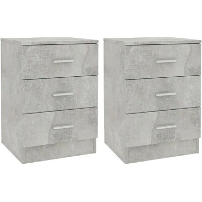 Decoshop26 Lot de 2 tables de chevet 3 tiroirs - Gris - Publicité Decoshop26 Lot de 2 tables de chevet 3 tiroirs - Gris - Publicité