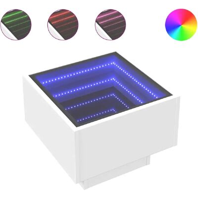 Decoshop26 Table de chevet avec miroir LED - Blanc - Publicité Decoshop26 Table de chevet avec miroir LED - Blanc - Publicité