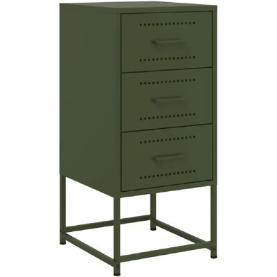 Decoshop26 Table de chevet 3 tiroirs - Olive - Publicité Decoshop26 Table de chevet 3 tiroirs - Olive - Publicité