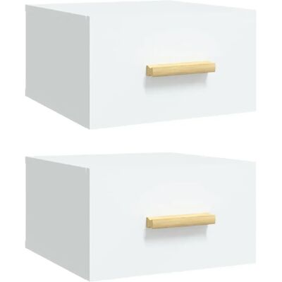 Decoshop26 lot de 2 tables de chevet murales - blanc - Publicité Decoshop26 lot de 2 tables de chevet murales - blanc - Publicité
