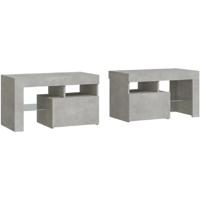 Decoshop26 Lot de 2 tables de chevet avec lumières LED compartiment de rangement avec porte 70 x 36,5 x 40 cm bois d'ingénierie gris DEC035305 - Publicité Decoshop26 Lot de 2 tables de chevet avec lumières LED compartiment de rangement avec porte 70 x 36,5 x 40 cm bois d'ingénierie gris DEC035305 - Publicité
