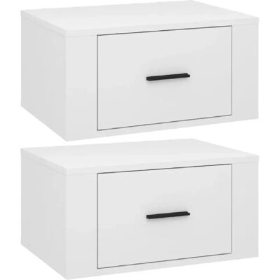 Decoshop26 Lot de 2 chevets muraux à tiroir - Blanc - Publicité Decoshop26 Lot de 2 chevets muraux à tiroir - Blanc - Publicité