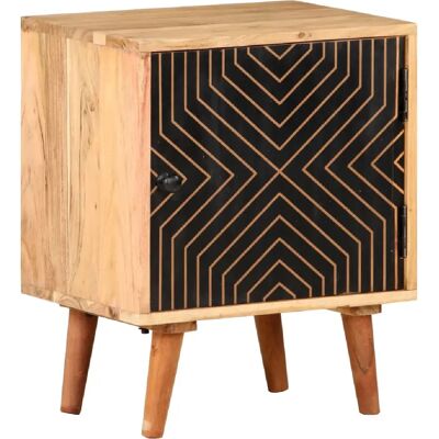 Decoshop26 Table de chevet avec porte - Noir - Publicité Decoshop26 Table de chevet avec porte - Noir - Publicité