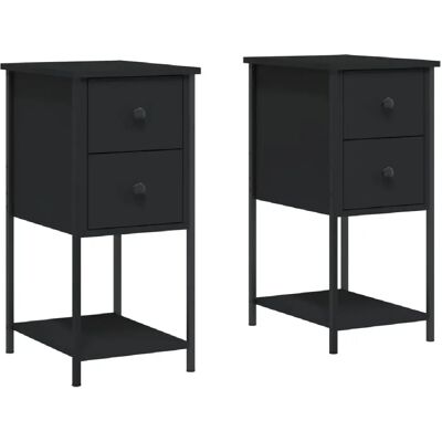 Decoshop26 lot de 2 tables de chevet à tiroirs - Noir - Publicité Decoshop26 lot de 2 tables de chevet à tiroirs - Noir - Publicité