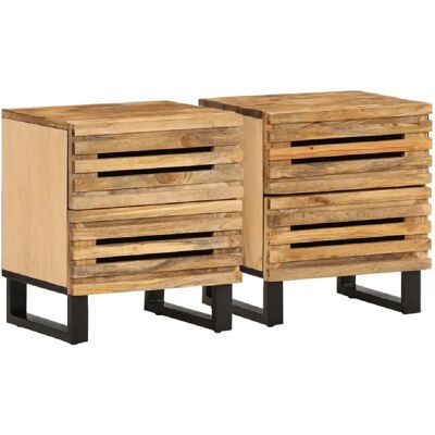 Decoshop26 Lot de 2 tables de chevet avec deux tiroirs 40 x 34 x 46 cm bois massif de manguier et acier DEC034801 - Publicité Decoshop26 Lot de 2 tables de chevet avec deux tiroirs 40 x 34 x 46 cm bois massif de manguier et acier DEC034801 - Publicité