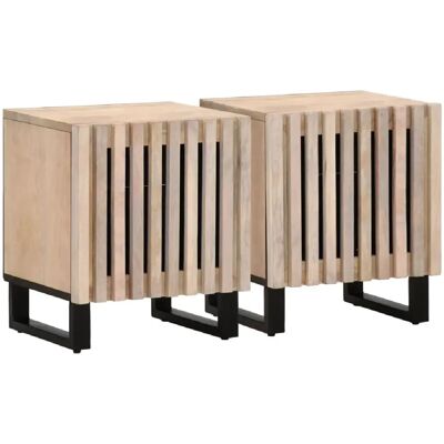 Decoshop26 Lot de 2 tables de chevet avec compartiment avec porte 40 x 34 x 46 cm bois manguier massif blanchi et acier DEC034797 - Publicité Decoshop26 Lot de 2 tables de chevet avec compartiment avec porte 40 x 34 x 46 cm bois manguier massif blanchi et acier DEC034797 - Publicité