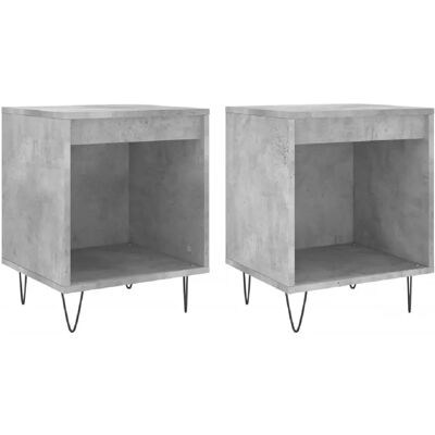 Decoshop26 Lot de 2 chevets avec niche - Gris - Publicité Decoshop26 Lot de 2 chevets avec niche - Gris - Publicité