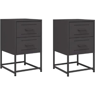 Decoshop26 lot de 2 tables de chevet métal - Noir - Publicité Decoshop26 lot de 2 tables de chevet métal - Noir - Publicité