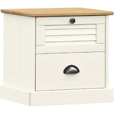 Decoshop26 Table de chevet avec tiroirs 42 x 35 x 42 cm bois de pin blanc et métal DEC034721 - Publicité Decoshop26 Table de chevet avec tiroirs 42 x 35 x 42 cm bois de pin blanc et métal DEC034721 - Publicité