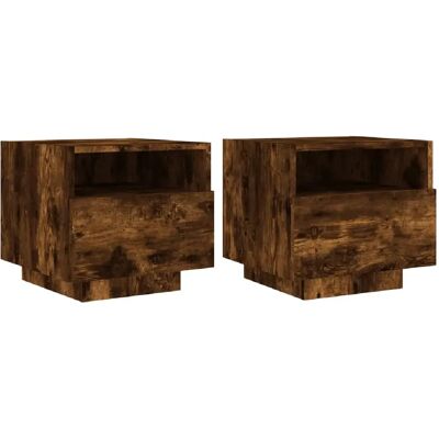 Decoshop26 Lot de 2 chevets avec LED - Chêne - Publicité Decoshop26 Lot de 2 chevets avec LED - Chêne - Publicité