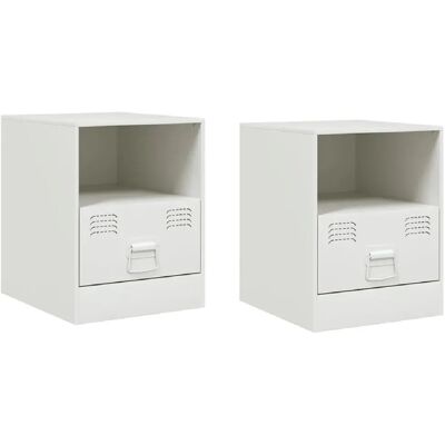 Decoshop26 lot de 2 tables de chevet métal - Blanc - Publicité Decoshop26 lot de 2 tables de chevet métal - Blanc - Publicité