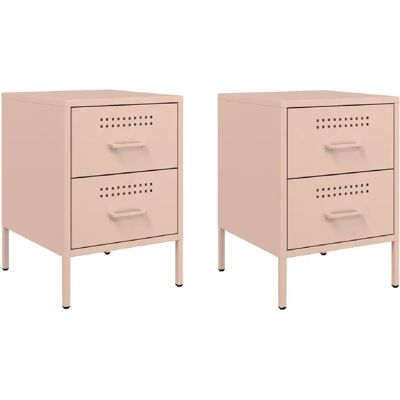 Decoshop26 Lot de 2 tables de chevet à tiroirs - Rose - Publicité Decoshop26 Lot de 2 tables de chevet à tiroirs - Rose - Publicité