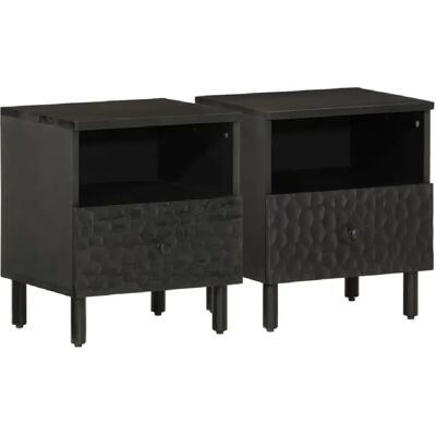 Decoshop26 Lot de 2 tables de chevet avec tiroir - Noir - Publicité Decoshop26 Lot de 2 tables de chevet avec tiroir - Noir - Publicité