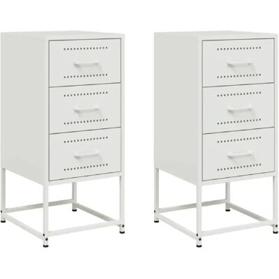 Decoshop26 lot de 2 chevets métal – Blanc - Publicité Decoshop26 lot de 2 chevets métal – Blanc - Publicité