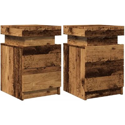Decoshop26 Lot de 2 tables de chevet LED - Bois - Publicité Decoshop26 Lot de 2 tables de chevet LED - Bois - Publicité