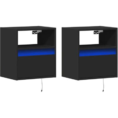 Decoshop26 Lot de 2 chevets muraux LED - Noir - Publicité Decoshop26 Lot de 2 chevets muraux LED - Noir - Publicité