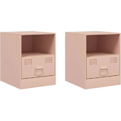 Decoshop26 lot de 2 tables de chevet métal - Rose - Publicité Decoshop26 lot de 2 tables de chevet métal - Rose - Publicité