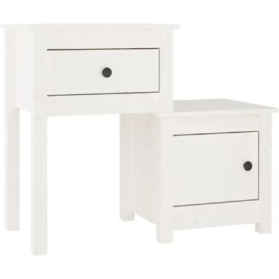 Decoshop26 Table de chevet 2 niveaux - Blanc - Publicité Decoshop26 Table de chevet 2 niveaux - Blanc - Publicité