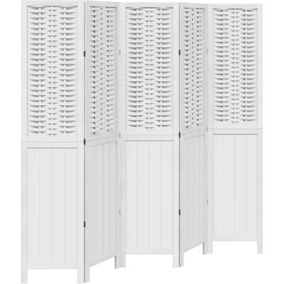 Decoshop26 Paravent séparateur de pièce cloison 5 panneaux en bois de paulownia blanc et bambou DEC030951 - Publicité Decoshop26 Paravent séparateur de pièce cloison 5 panneaux en bois de paulownia blanc et bambou DEC030951 - Publicité