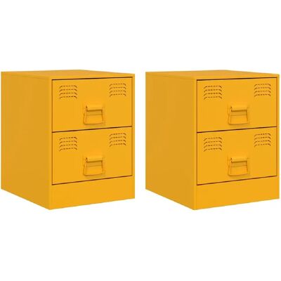 Decoshop26 Lot de 2 chevets métal - Jaune - Publicité Decoshop26 Lot de 2 chevets métal - Jaune - Publicité