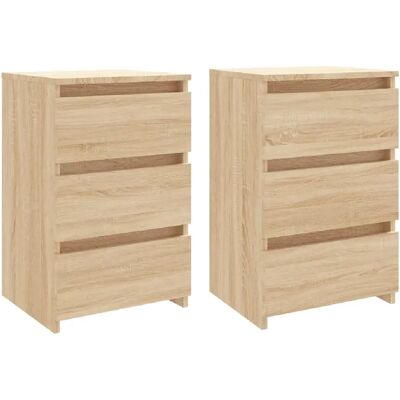 Decoshop26 lot de 2 tables de chevet 3 tiroirs - Chêne - Publicité Decoshop26 lot de 2 tables de chevet 3 tiroirs - Chêne - Publicité
