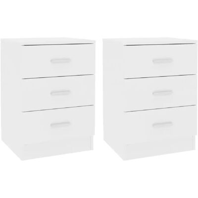 Decoshop26 lot de 2 tables de chevet 3 tiroirs - Blanc - Publicité Decoshop26 lot de 2 tables de chevet 3 tiroirs - Blanc - Publicité