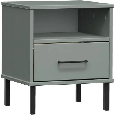 Decoshop26 Table de chevet industrielle - Gris - Publicité Decoshop26 Table de chevet industrielle - Gris - Publicité