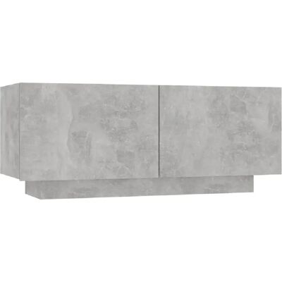 Decoshop26 Table de chevet avec portes - Gris - Publicité Decoshop26 Table de chevet avec portes - Gris - Publicité